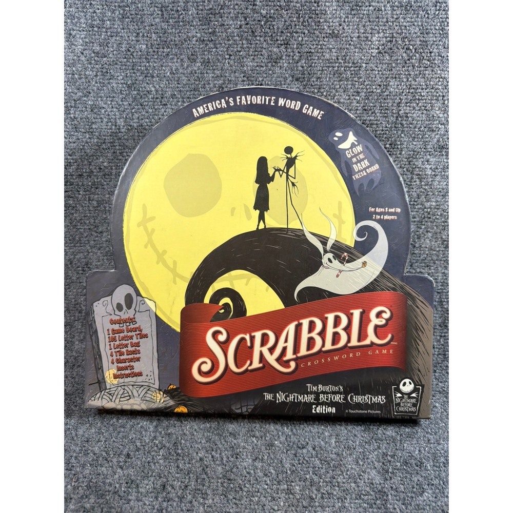 The Nightmare Before Christmas Scrabble Glow in the Dark Board Game 2007 Sababa